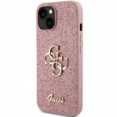 Kryt Guess Fixed Glitter Big 4G na Apple iPhone 15 Ružový