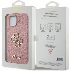 Kryt Guess Fixed Glitter Big 4G na Apple iPhone 15 Ružový