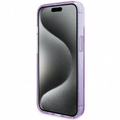 Kryt Guess Glitter Script Logo - Ring stand na Apple iPhone 15 Plus MagSAFE  Fialový (Purple)