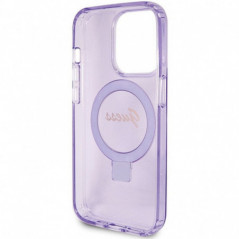 Kryt Guess Glitter Script Logo - Ring stand na Apple iPhone 15 Pro MagSAFE  Fialový (Purple)