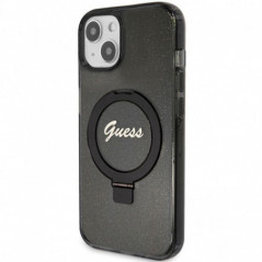 Kryt Guess Glitter Script Logo - Ring stand na Apple iPhone 15 Plus MagSAFE  Čierny