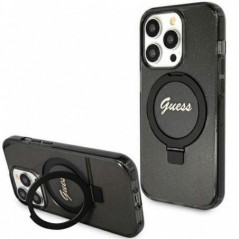 Kryt Guess Glitter Script Logo - Ring stand na Apple iPhone 15 Pro Max MagSAFE  Čierny