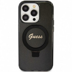 Kryt Guess Glitter Script Logo - Ring stand na Apple iPhone 15 Pro Max MagSAFE  Čierny