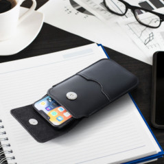 Univerzálne puzdro, Puzdro na opasok ROYAL - Leather universal flap pocket na XIAOMI Redmi Note 10 Čierny
