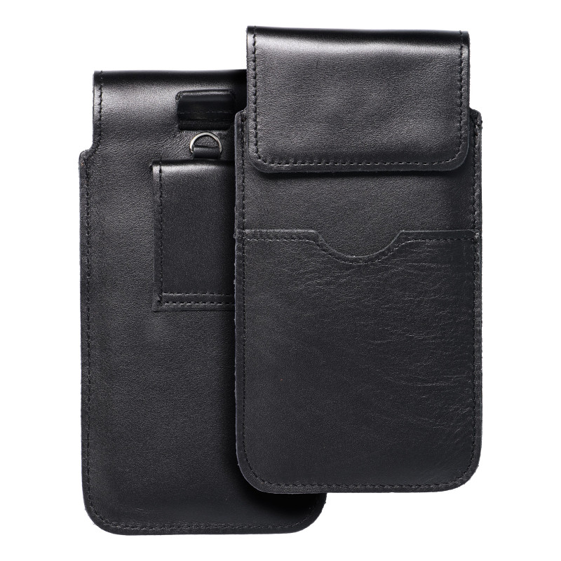 Univerzálne puzdro, Puzdro na opasok ROYAL - Leather universal flap pocket na Samsung Galaxy A12 Čierny