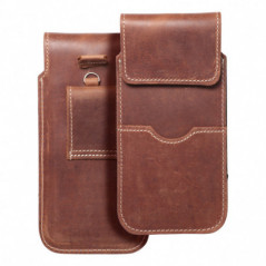 Univerzálne puzdro, Puzdro na opasok ROYAL - Leather universal flap pocket na Apple iPhone 12 Hnedý