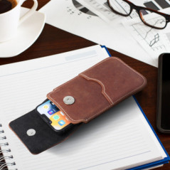 Univerzálne puzdro, Puzdro na opasok ROYAL - Leather universal flap pocket na XIAOMI Redmi Note 10 Hnedý