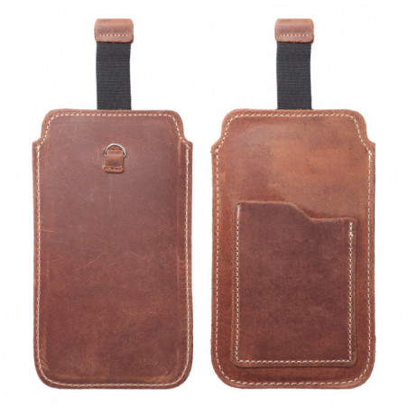 Univerzálne puzdro, Puzdro na opasok ROYAL - Leather universal flap pocket na Apple iPhone 12 Hnedý