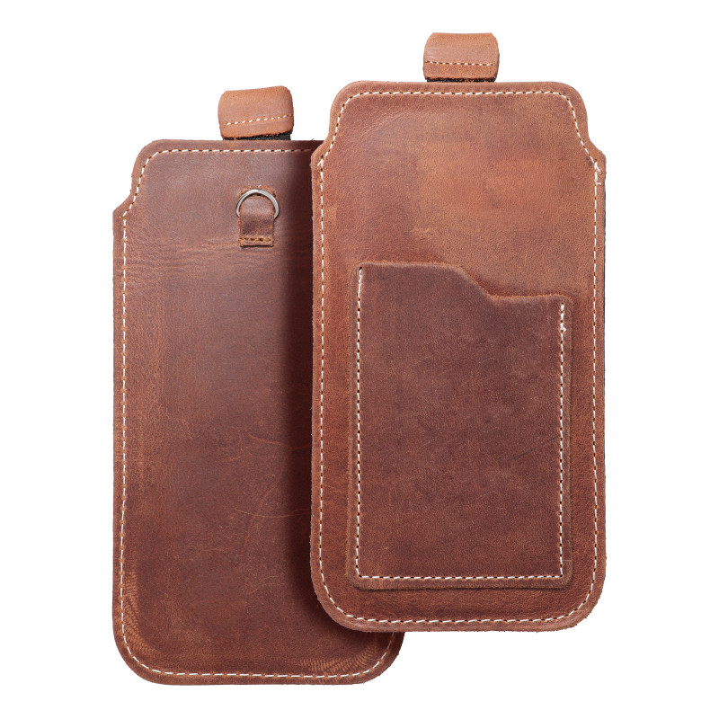 Univerzálne puzdro, Puzdro na opasok ROYAL - Leather universal flap pocket na Apple iPhone 13 Hnedý