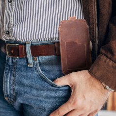 Univerzálne puzdro, Puzdro na opasok ROYAL - Leather universal flap pocket na XIAOMI Redmi Note 10 Hnedý