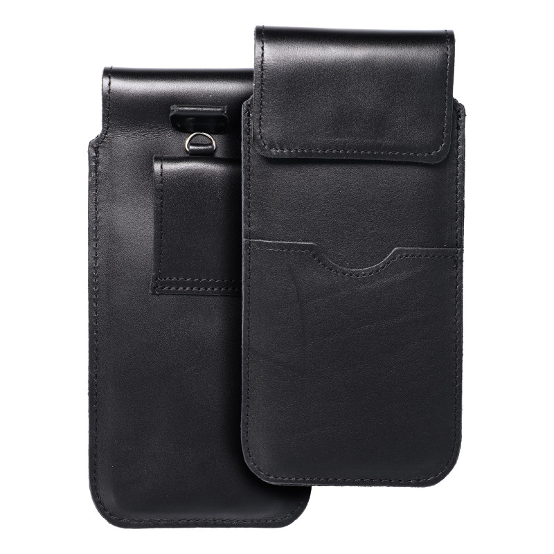 Univerzálne puzdro, Puzdro na opasok ROYAL - Leather universal flap pocket na Samsung Galaxy S21 Ultra 5G Čierny
