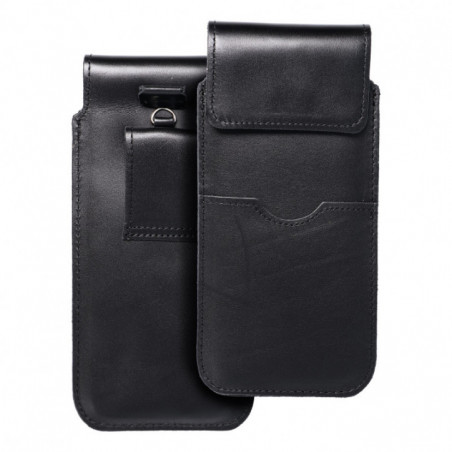 Univerzálne puzdro, Puzdro na opasok ROYAL - Leather universal flap pocket na Samsung Galaxy S21 Ultra 5G Čierny