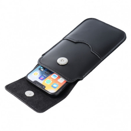 Univerzálne puzdro, Puzdro na opasok ROYAL - Leather universal flap pocket na Samsung Galaxy S21 Ultra 5G Čierny