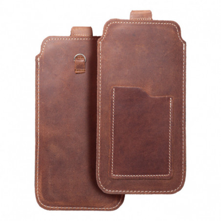 Univerzálne puzdro, Puzdro na opasok ROYAL - Leather universal flap pocket na Samsung Galaxy S21 Ultra 5G Hnedý