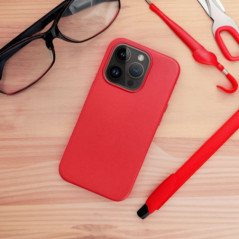 Kryt Leather Mag Cover na Apple iPhone 16 Plus Elegant  MagSAFE  Červený