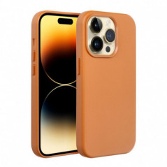 Kryt Leather Mag Cover na Apple iPhone 16 Elegant  MagSAFE  Oranžový