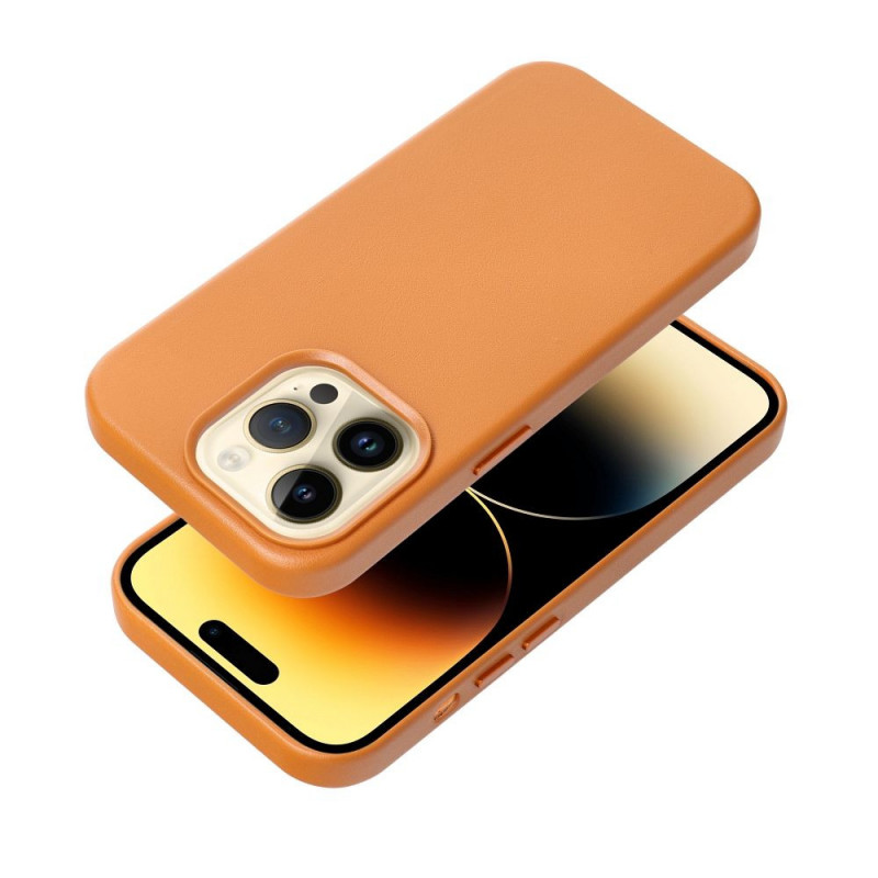 Kryt Leather Mag Cover na Apple iPhone 16 Plus Elegant  MagSAFE  Oranžový