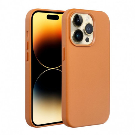 Kryt Leather Mag Cover na Apple iPhone 16 Pro Elegant MagSAFE Oranžový