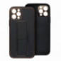 Kryt LEATHER Case Kickstand na Samsung Galaxy S24 FE Čierny