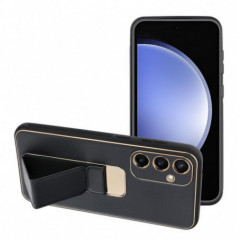 Kryt LEATHER Case Kickstand na Samsung Galaxy S24 FE Čierny