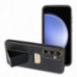 Kryt LEATHER Case Kickstand na Samsung Galaxy S24 FE Čierny