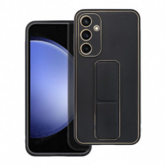 Kryt LEATHER Case Kickstand na Samsung Galaxy S24 FE Čierny