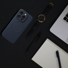 Kryt Silicone Mag Cover na Apple iPhone 16 Pro MagSAFE  Modrý titán