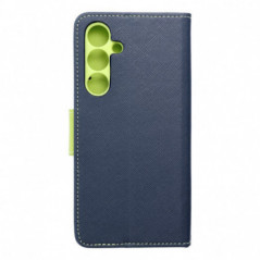 Peňaženkový obal Fancy Book na Samsung Galaxy S24 FE Námornícka modrá / Limetkovo zelený