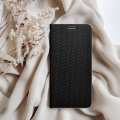 Peňaženkové puzdro LUNA Book Carbon na Samsung Galaxy S24 FE Uhlíkové vlákno, Elegant  Čierny