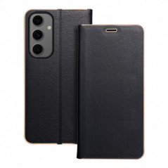 Peňaženkové puzdro LUNA Book Gold na Samsung Galaxy S24 FE Elegant Čierny