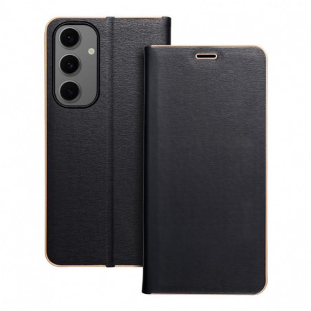 Peňaženkové puzdro LUNA Book Gold na Samsung Galaxy S24 FE Elegant Čierny
