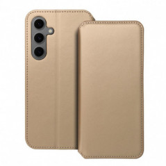Peňaženkové puzdro Dual Pocket book na Samsung Galaxy S24 FE Zlatý