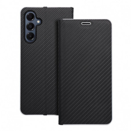 Peňaženkové puzdro LUNA Book Carbon na Samsung Galaxy A16 Uhlíkové vlákno, Elegant  Čierny