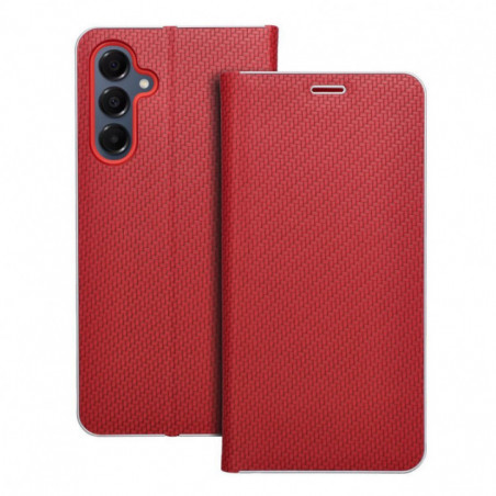 Peňaženkové puzdro LUNA Book Carbon na Samsung Galaxy A16 Uhlíkové vlákno, Elegant  Červený
