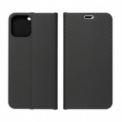 Peňaženkové puzdro LUNA Book Carbon na Apple iPhone 16 Plus Uhlíkové vlákno, Elegant  Čierny