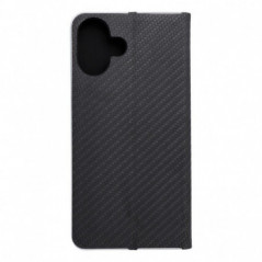 Peňaženkové puzdro LUNA Book Carbon na Apple iPhone 16 Plus Uhlíkové vlákno, Elegant  Čierny