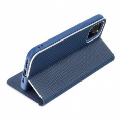 Peňaženkové puzdro LUNA Book Carbon na Apple iPhone 16 Plus Uhlíkové vlákno, Elegant  Modrý