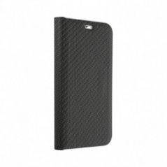 Peňaženkové puzdro LUNA Book Carbon na Apple iPhone 16 Pro Max Uhlíkové vlákno, Elegant Čierny