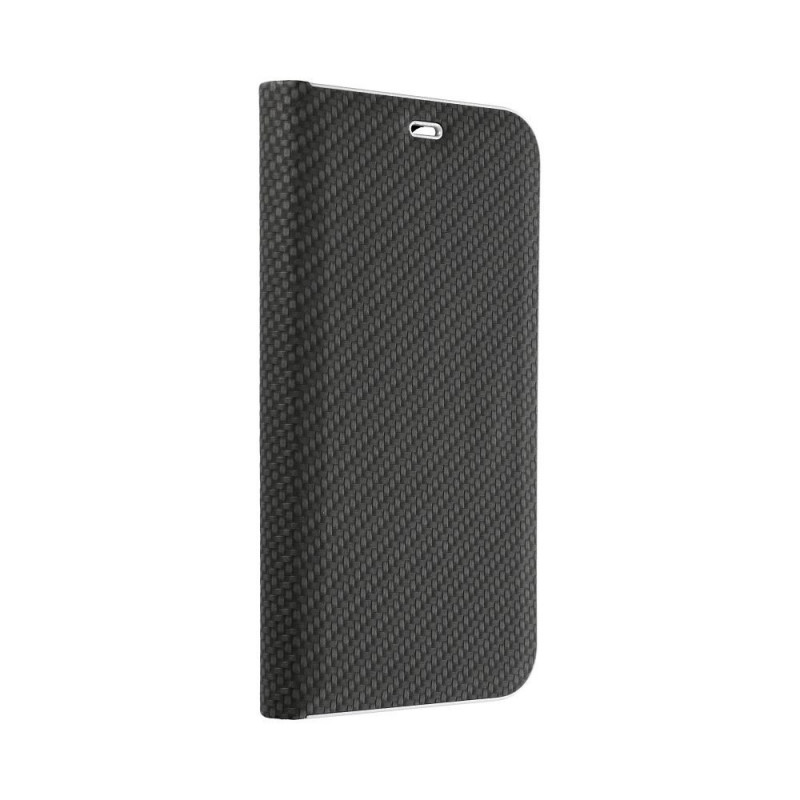 Peňaženkové puzdro LUNA Book Carbon na Apple iPhone 16 Pro Max Uhlíkové vlákno, Elegant  Čierny