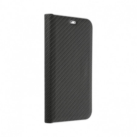 Peňaženkové puzdro LUNA Book Carbon na Apple iPhone 16 Pro Max Uhlíkové vlákno, Elegant Čierny