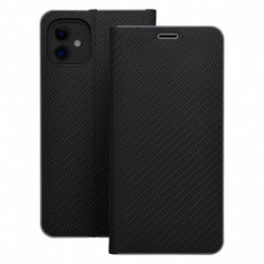 Peňaženkové puzdro LUNA Book Carbon na Apple iPhone 16 Pro Max Uhlíkové vlákno, Elegant  Čierny