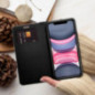Peňaženkové puzdro LUNA Book Carbon na Apple iPhone 16 Pro Max Uhlíkové vlákno, Elegant  Čierny