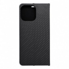 Peňaženkové puzdro LUNA Book Carbon na Apple iPhone 16 Pro Max Uhlíkové vlákno, Elegant  Čierny