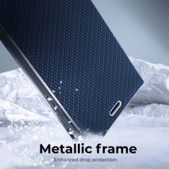 Peňaženkové puzdro LUNA Book Carbon na Apple iPhone 16 Pro Max Uhlíkové vlákno, Elegant  Modrý