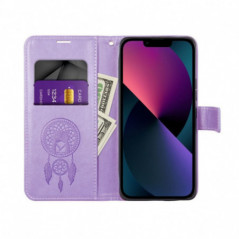 Peňaženkové puzdro MEZZO Book na Apple iPhone 16 Lapač snov Fialový (Purple)