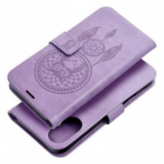 Peňaženkové puzdro MEZZO Book na Apple iPhone 16 Plus Lapač snov  Fialový (Purple)