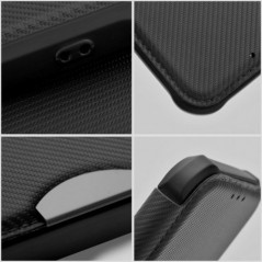 Peňaženkové puzdro Razor Book na Apple iPhone 16 Pro Max Uhlíkové vlákno, Karbónový vzor  Čierny