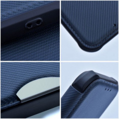 Peňaženkové puzdro Razor Book na Apple iPhone 16 Plus Uhlíkové vlákno, Karbónový vzor  Modrý