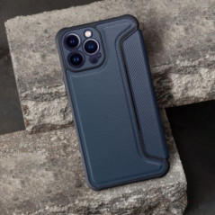 Peňaženkové puzdro Razor Book na Apple iPhone 16 Plus Uhlíkové vlákno, Karbónový vzor  Modrý