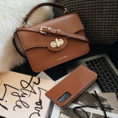 Peňaženkové puzdro Leather case SMART PRO na Apple iPhone 16 Plus Elegant  Hnedý